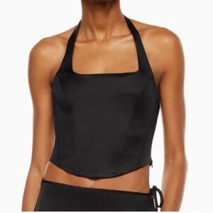 Aritzia Wilfred Halter Satin Corset top in black